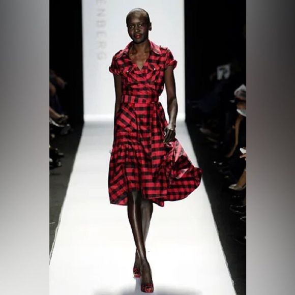 Diane Von Furstenburg Lumberjack Buffalo Check Silk Wrap Midi Dress - Picture 3 of 7